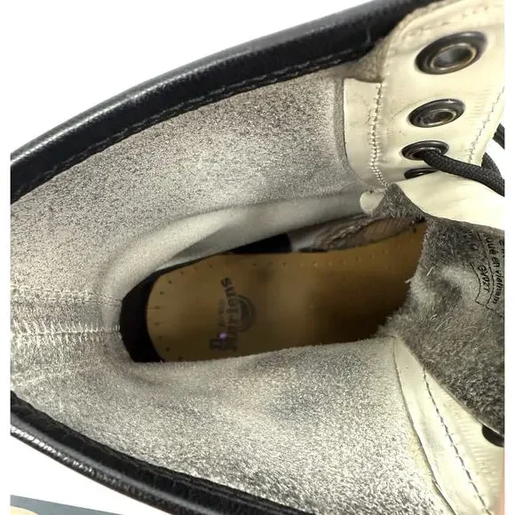 dr martens boots women’s 7 White Bouncing Soles Lace Up Combat Leather Classic - Picture 7 of 8